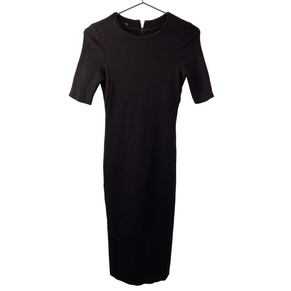 Tibi New York Brown Pencil Dress Stretch Back Zip Knit Round Neck Classic Fit - Picture 1 of 8